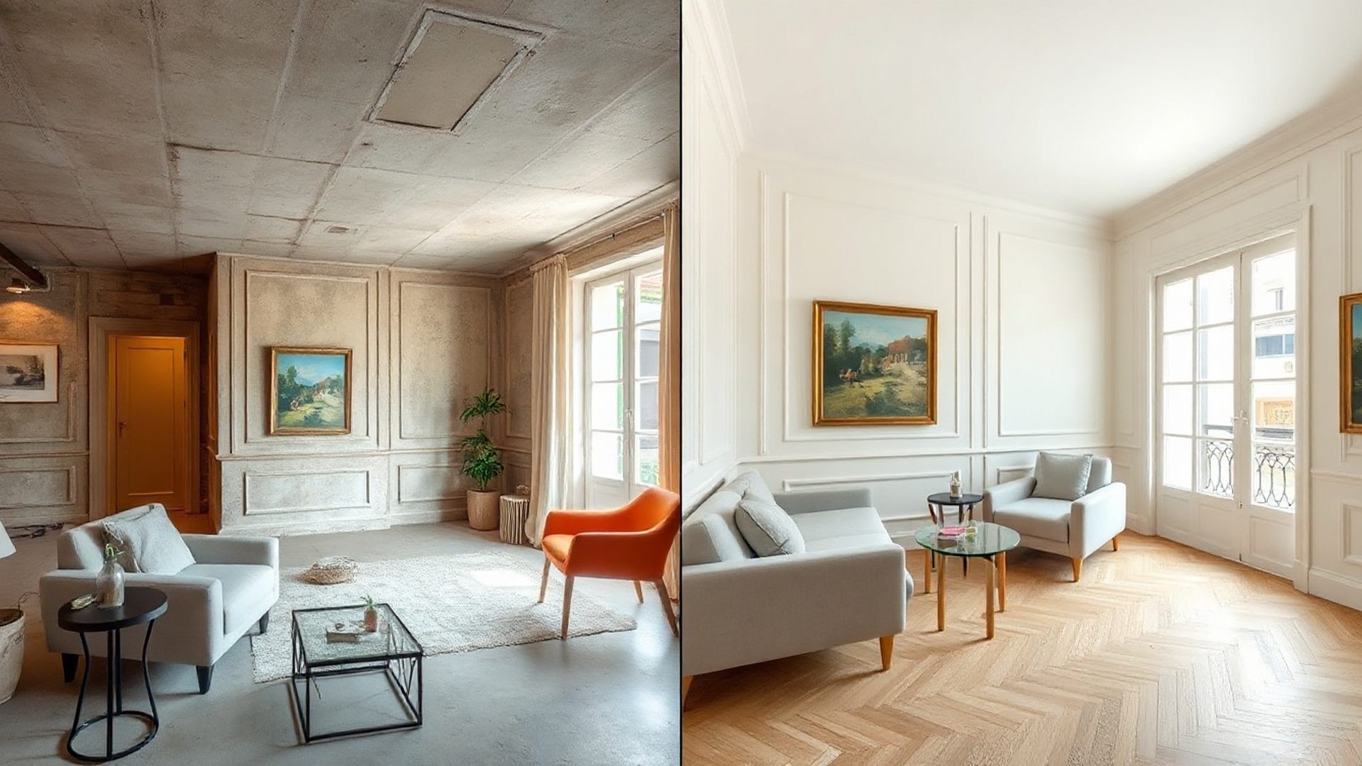 Intérieur d'appartement rénové à Nantes