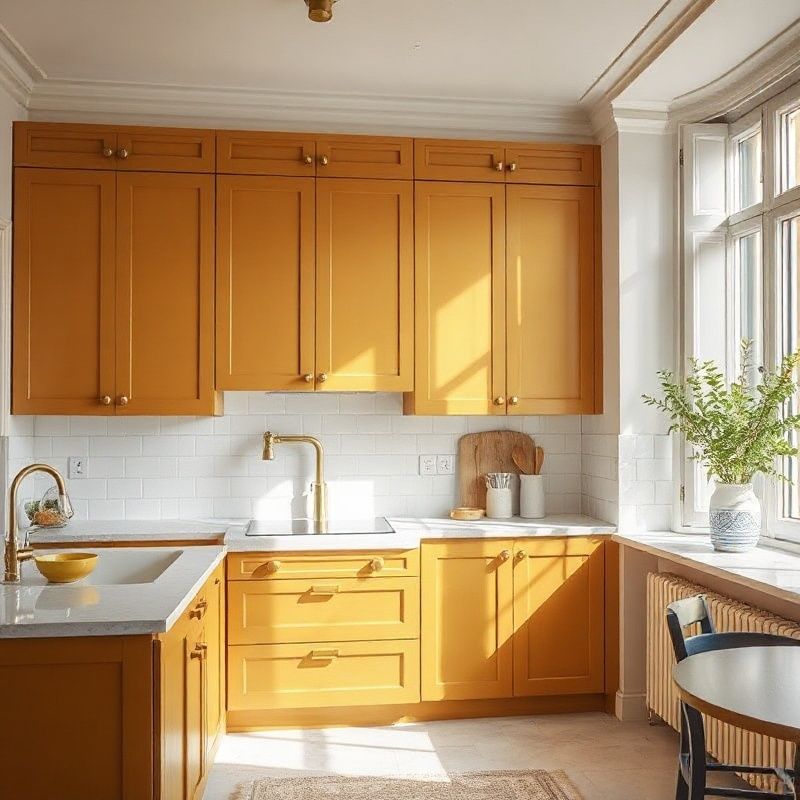 Cuisine rénovée aux tons ambrés dans un appartement nantais